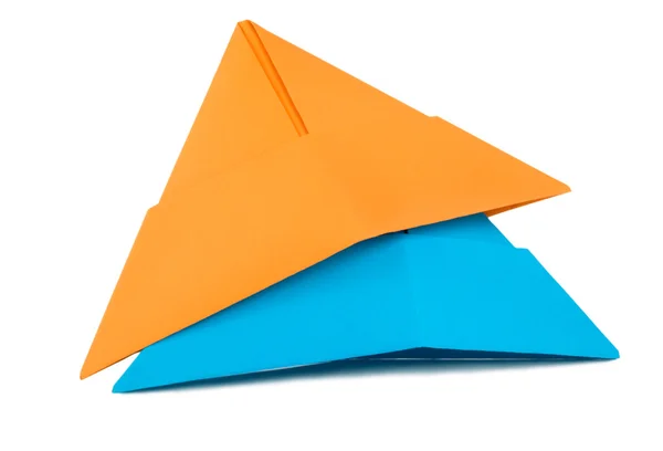 Oranžové a modré papírový klobouček — Stock fotografie