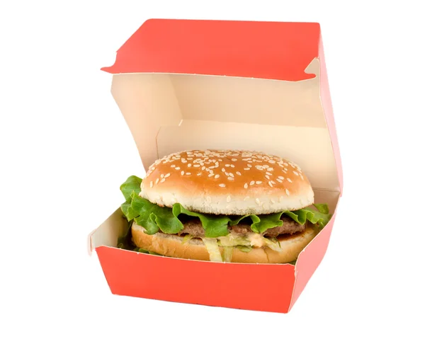 stock image Hamburger in the red box