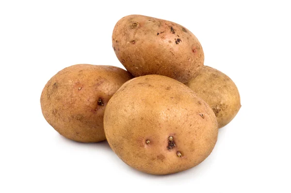 Três batatas isoladas em um branco — Fotografia de Stock