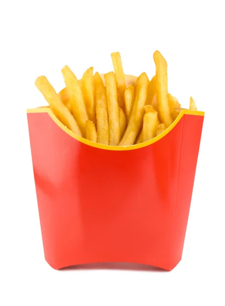 Patatas fritas en una caja roja — Foto de Stock
