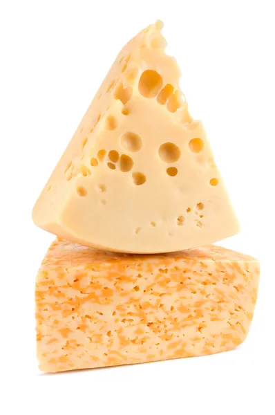 Two pieces of cheese — Stock Photo, Image