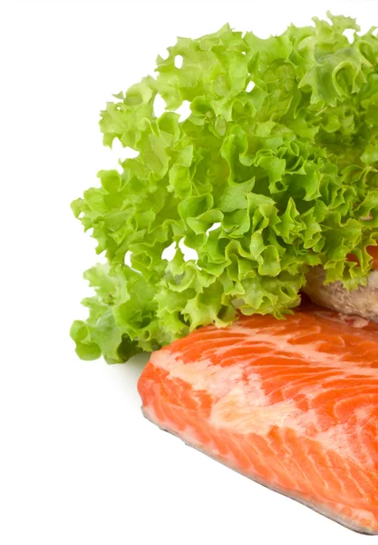 Salmon and lettuce — Stock Photo, Image