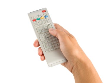 Remote controller in a hand clipart