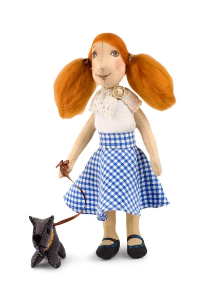 Soft toy girl and dog — Stock Photo, Image