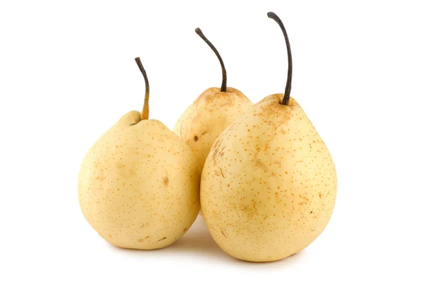 Tre päron isolerade — Stockfoto
