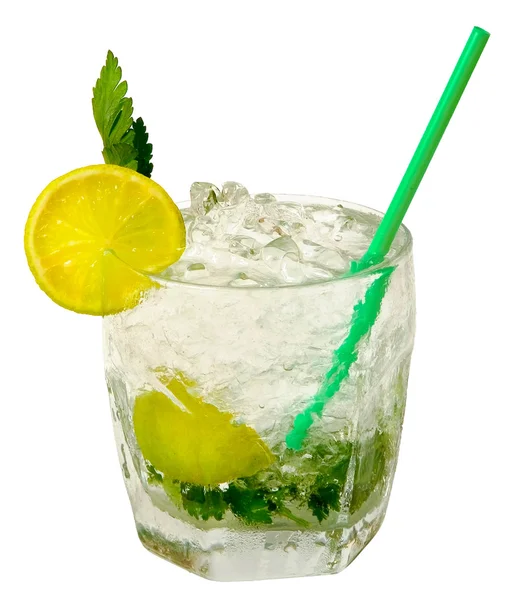 Lemon shake with ice, isolated on a white backgr — Stock Photo, Image