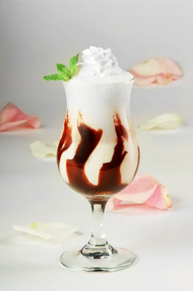 초콜릿을 곁들인 아이스크림 — 스톡 사진