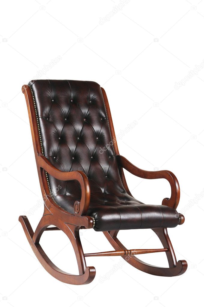 Leather Rocking Chair Stock Photo By, White Leather Rocking Chair