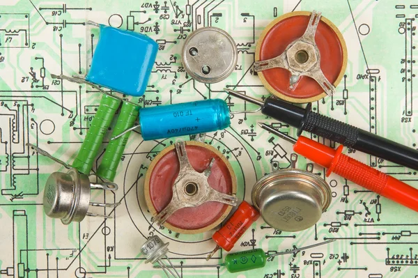 Composants Radio Disposés Sur Circuit Électronique — Photo