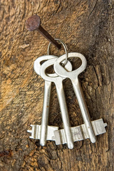 Schlüssel auf einem alten Nagel vergessen — Stockfoto