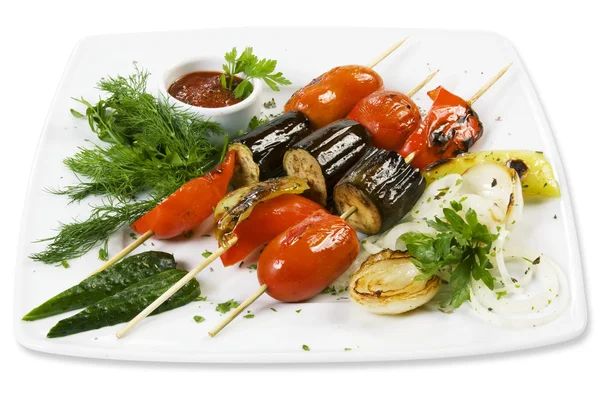 Skewers Vegetables Isolated White Background — Stock Photo, Image