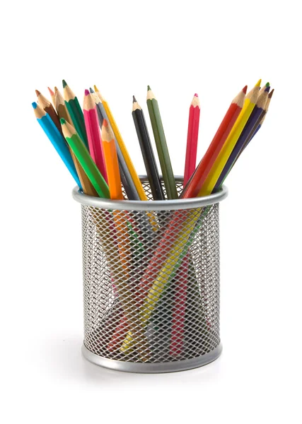 Pencils Basket Isolated White Background — Stock Photo, Image
