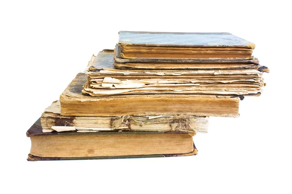 Libro Viejo Con Una Hoja Arrugada Tapa Dura Aislada Sobre — Foto de Stock