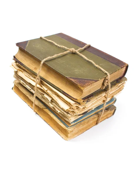 Libro Viejo Con Una Hoja Arrugada Tapa Dura Aislada Sobre — Foto de Stock