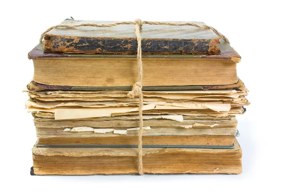 Libro Viejo Con Una Hoja Arrugada Tapa Dura Aislada Sobre —  Fotos de Stock