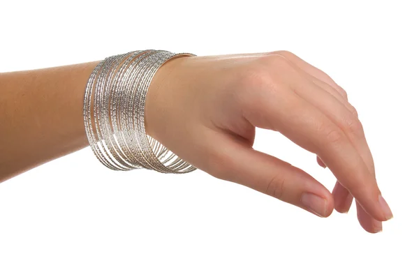 Female Hand Jewelry Isolated White Background — Stock Photo, Image