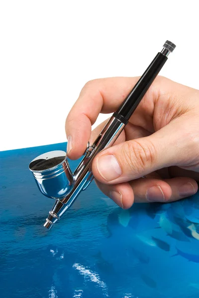 Airbrush Hand Isolated White Background — Stock Photo, Image