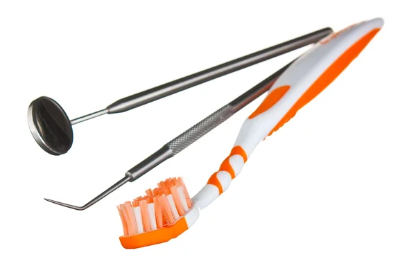 Spazzolino da denti e utensili dentali — Foto Stock