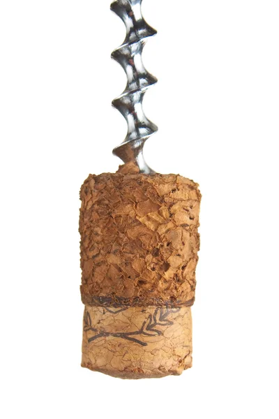 Cork from the bottle with the corkscrew — Stock Photo, Image