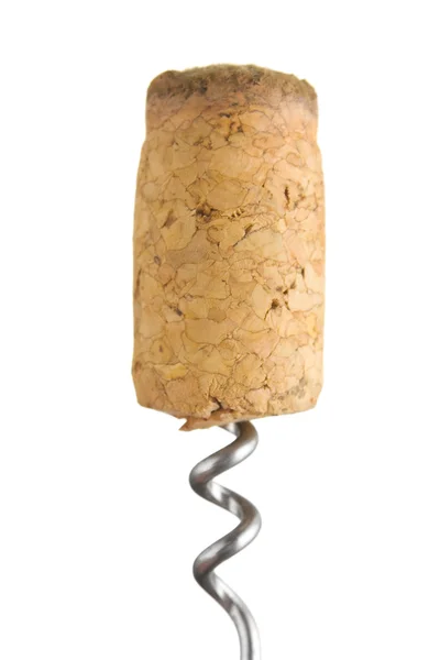 Cork Bottle Corkscrew Isolated White Background — Stock Photo, Image