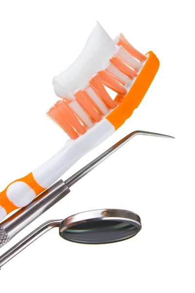 Toothbrush and dental tools — Stock Photo, Image