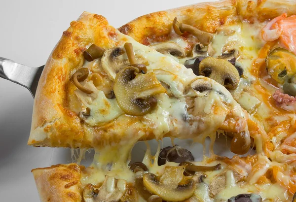 Pizza Mushrooms Seafood — Stock Photo, Image
