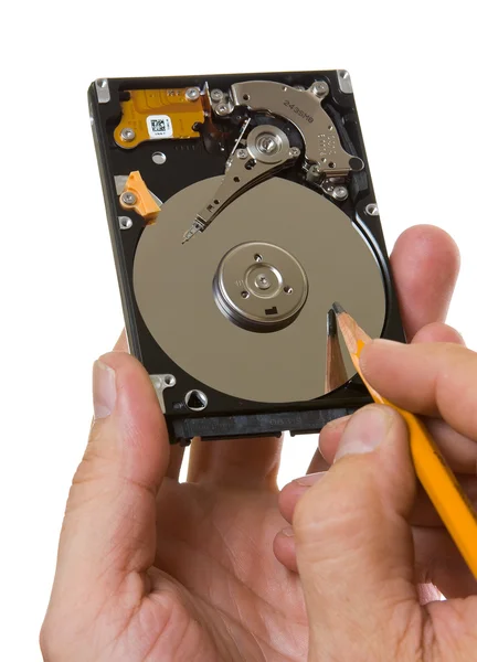 Record information on the hard disk is isolated on a white background — Stock Photo, Image