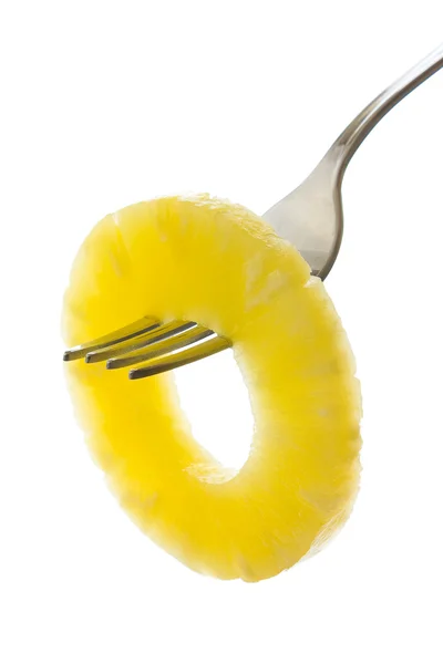 Pineapple ring on a fork — Stock Photo, Image