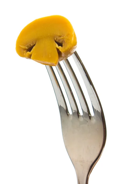 Mushroom Fork Isolated White Background — Stock Photo, Image