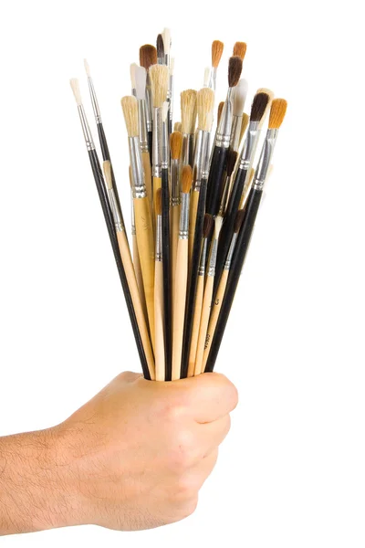 Brushes Hand Isolated White Background — Stock Photo, Image