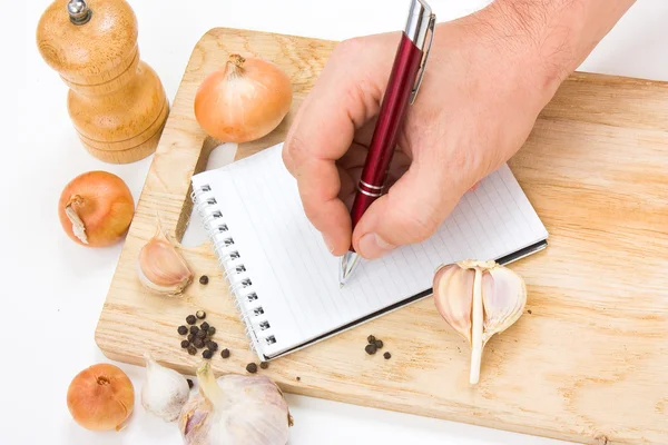 Notebook Culinary Notes Cutting Board — Stock Photo, Image