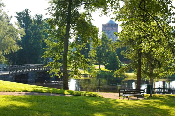 Finlandiya için küçük bir kasabasında nehrin kenarında park