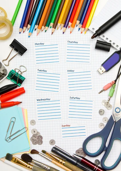 Diary of a student's school for a week — Stock Photo, Image