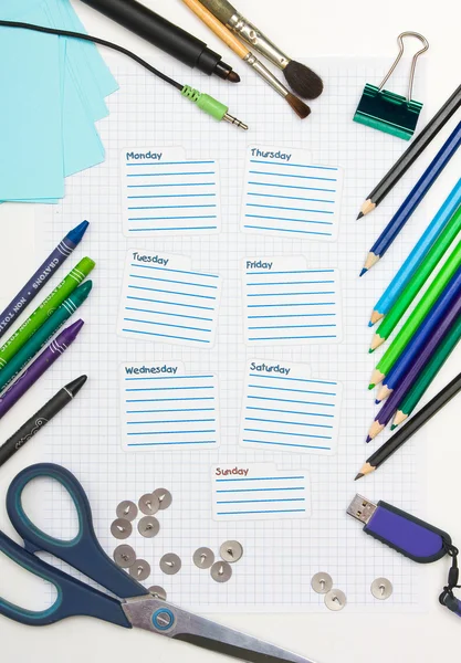 Dagboek van een student school voor een week — Stockfoto