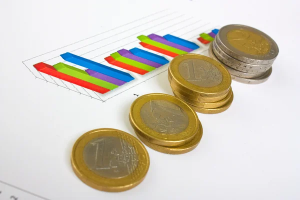 Financial Settlement Charts Coins — Stock Photo, Image