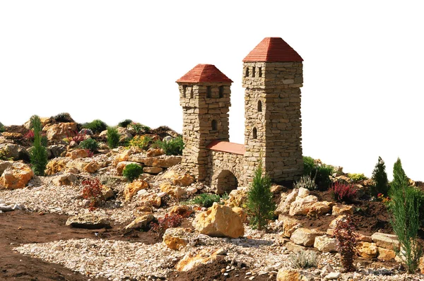 Планировка древней крепости с башнями — стоковое фото