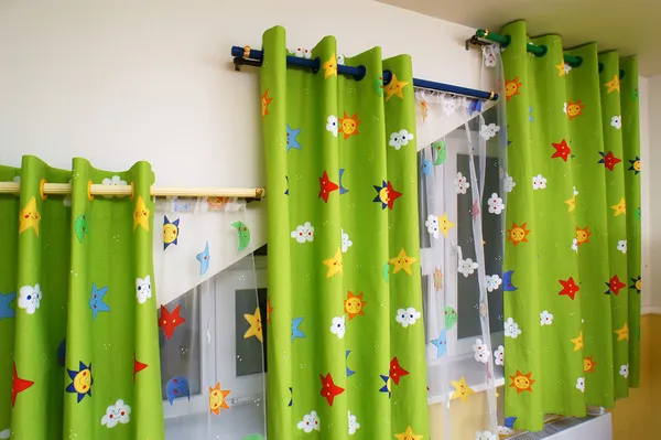 Curtains in the nursery — Stock Photo, Image