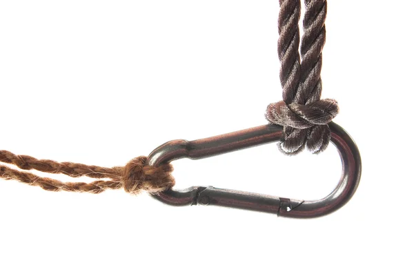 Alpinista de fixação com cordas — Fotografia de Stock