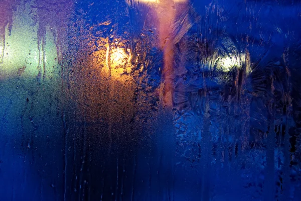 冷冻的玻璃冬天的夜晚 — 图库照片