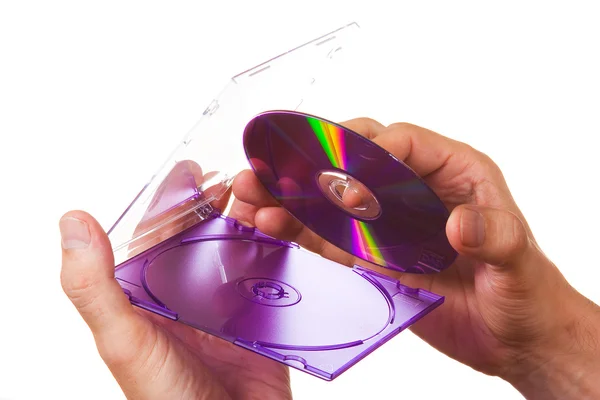 CD-ROM in der Box in der Hand — Stockfoto