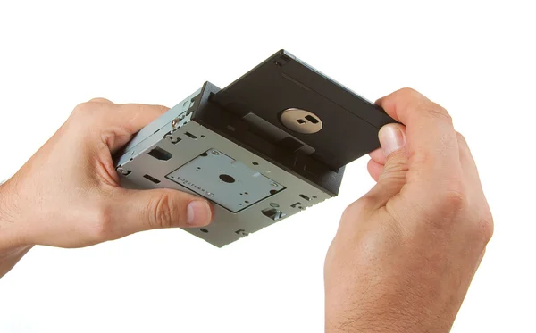 Diskettestation in de hand — Stockfoto