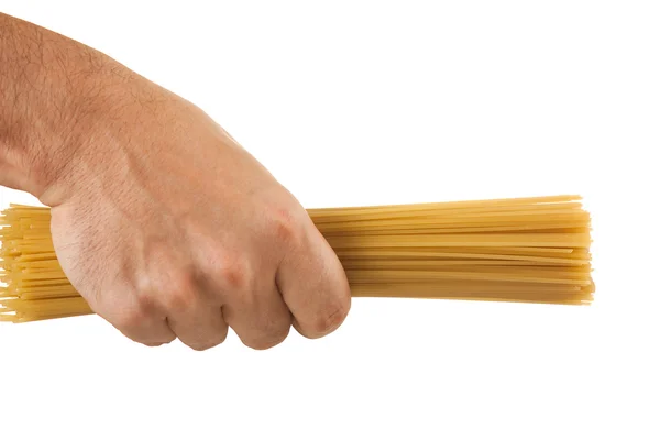 Spaghetti in hands — Stock Photo, Image