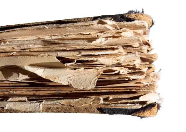 Старая книга со скомканным листом — стоковое фото