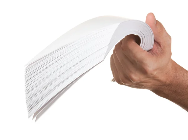 Een stapel papier in hand — Stockfoto