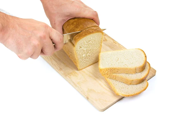 Chleb z nożem na pokładzie cięcia — Zdjęcie stockowe