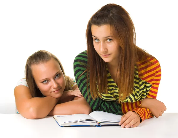 The girls read the book — Stock Photo, Image