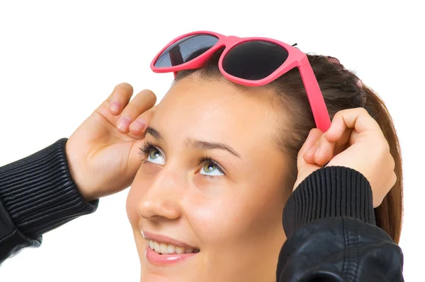 Young beautiful girl with sunglasses — Stock Photo, Image