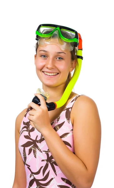 Young beautiful girl diver — Stock Photo, Image