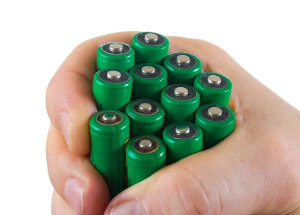 Batteriene i hånden – stockfoto
