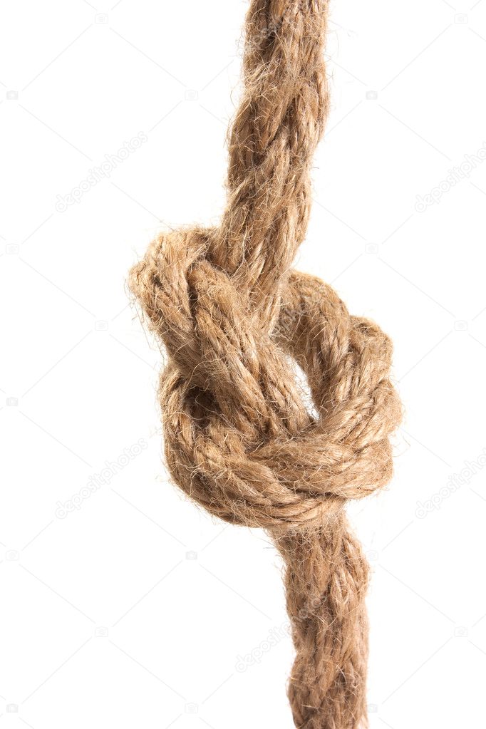 Strong rope with knot Stock Photo
